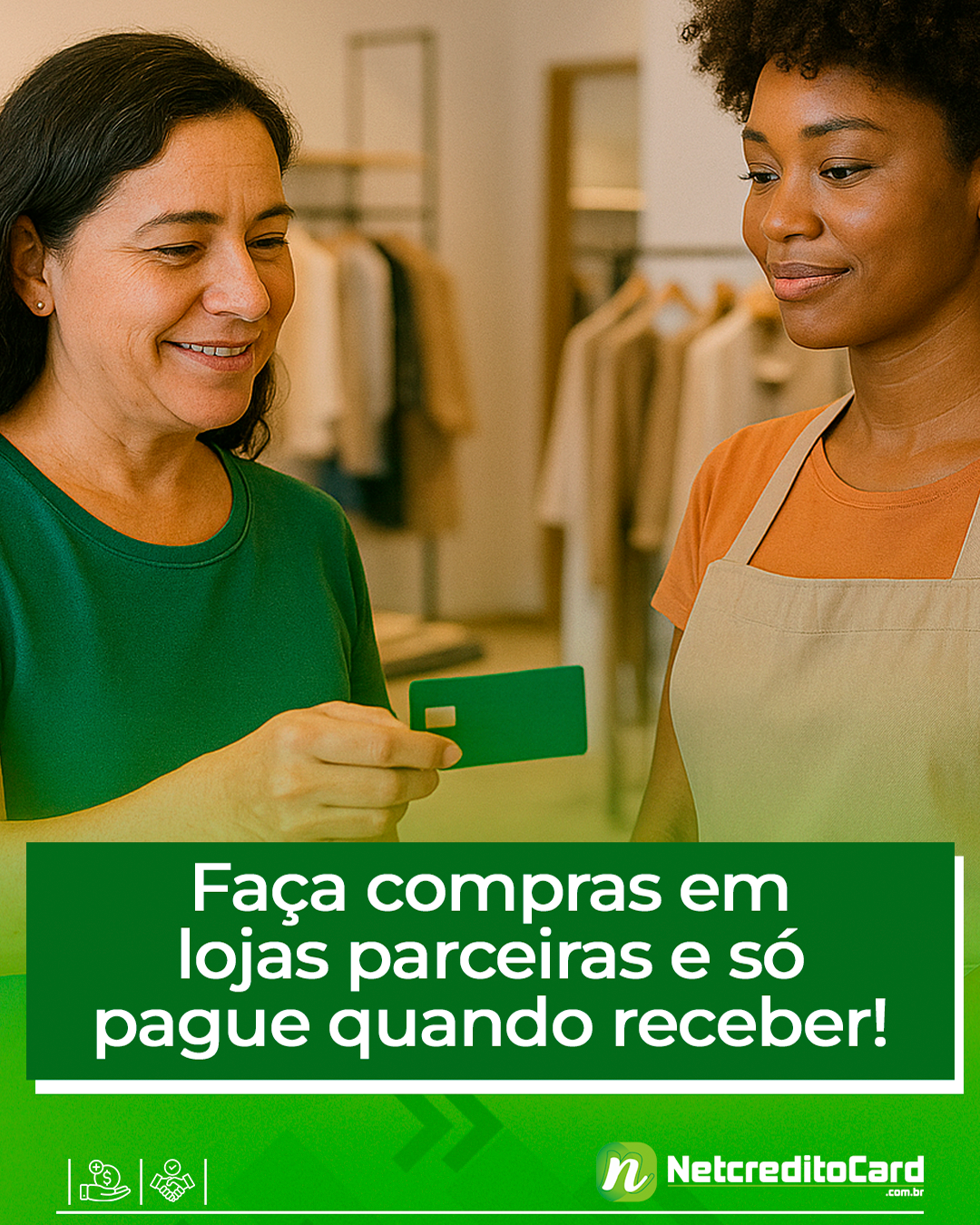 Faça compras em lojas parceiras e só pague quando receber!